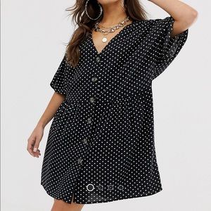 ASOS Black Polka Dot Oversized Button Dress